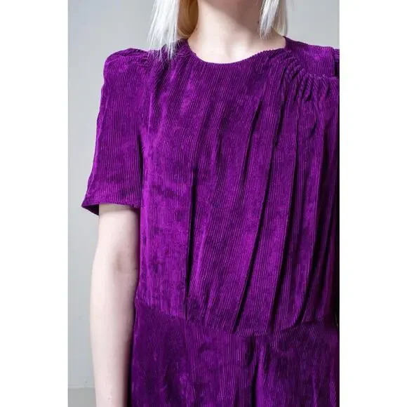 Isabel Marant Purple Ribbed Short Sleeve Maxi Dress - Picture 3 of 5